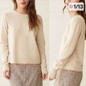Jenni Kayne Wool/Cashmere Blend Everyday Sweater In Oatmeal sz XS